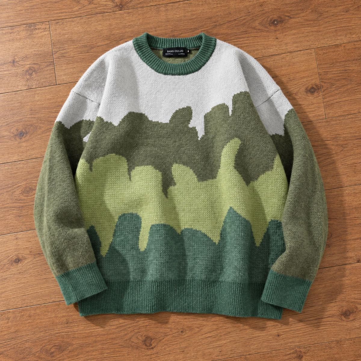Abstract Forest Gradient Knit Sweater