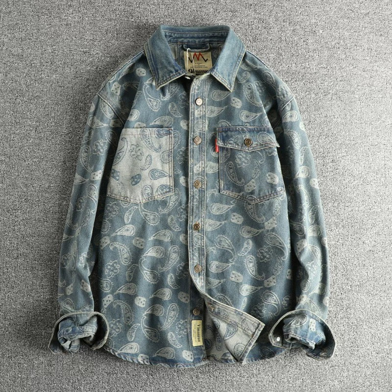 Washed Paisley Denim Shirt
