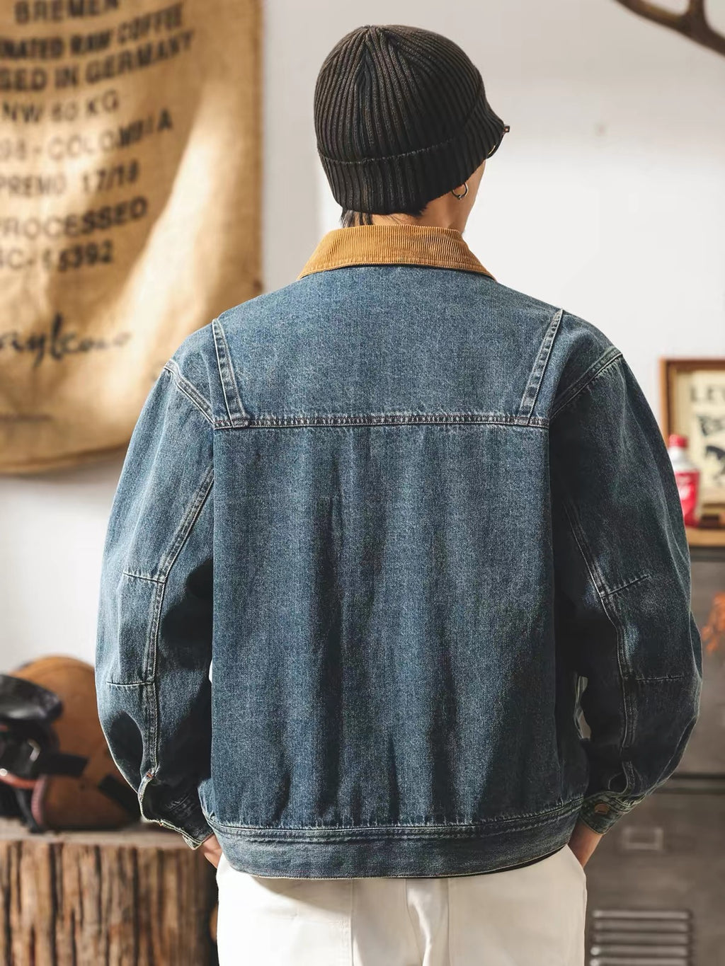 Calder Contrast-Collar Denim Workwear Jacket