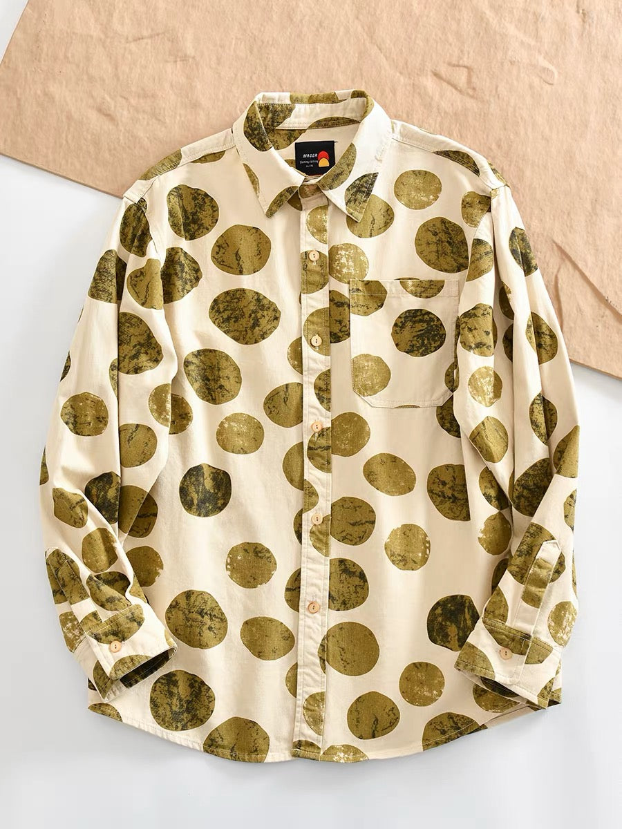 Olive Dot 100% Cotton Shirt