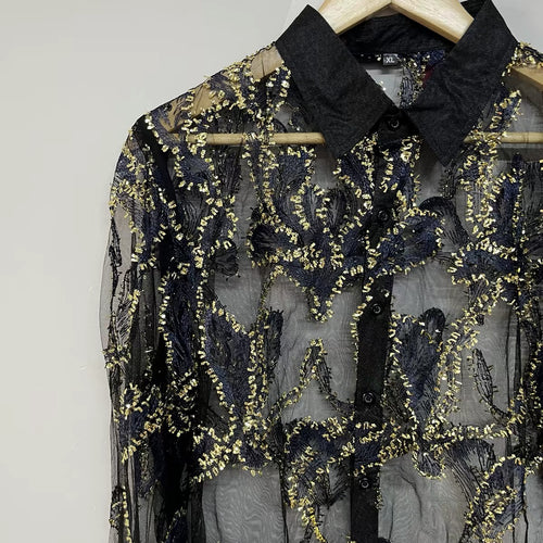 Aurelia Embroidered Mesh Shirt