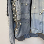 Pearl Patchwork Denim Bomber - One of a Kind