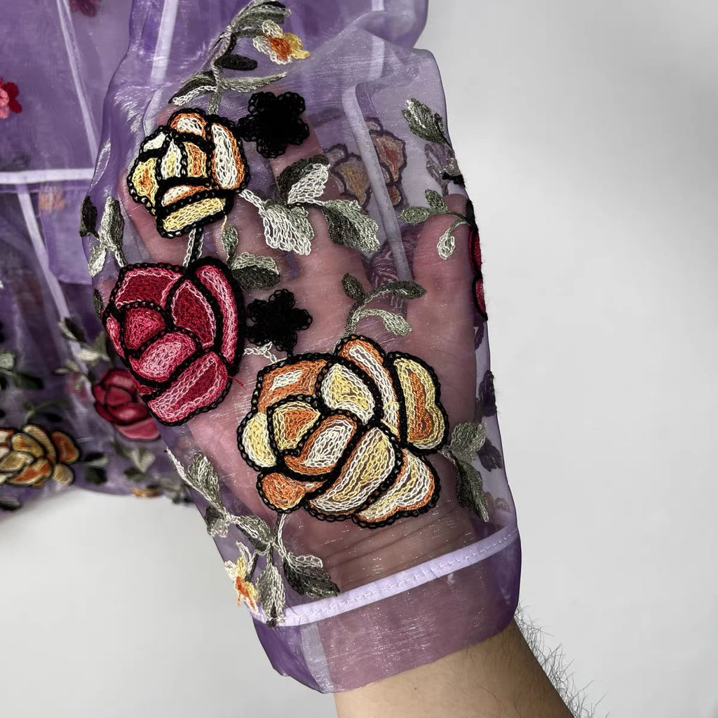 Violet Sheer Floral Blazer