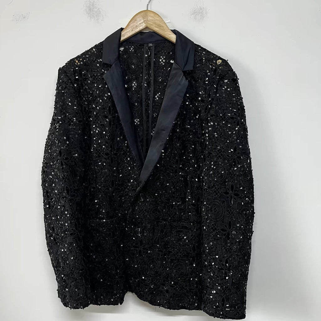 Onyx Sequin Embroidered Blazer