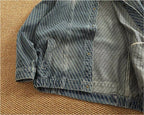 Bennett Pinstripe Stand Collar Denim Jacket