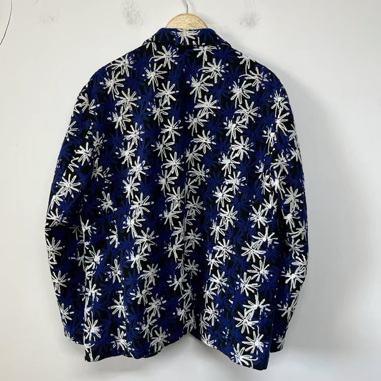 Indigo Floral Embroidered Blazer