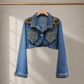 Roxie Studded Denim Crop Jacket