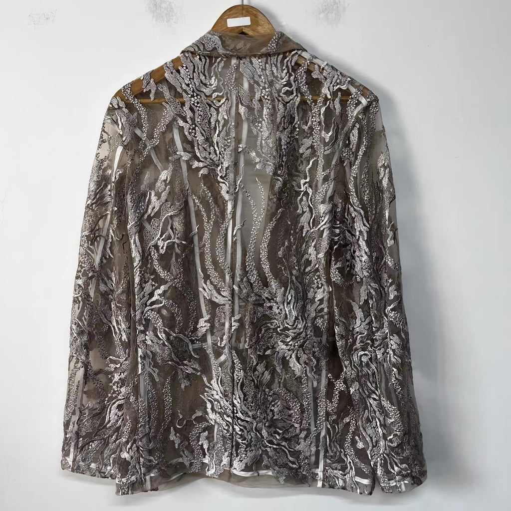 Vesper Embroidered Mesh Blazer