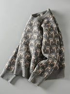 Mushroom Jacquard Knit Sweater