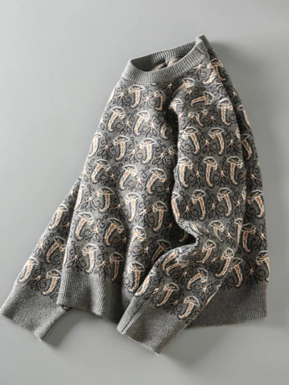 Mushroom Jacquard Knit Sweater