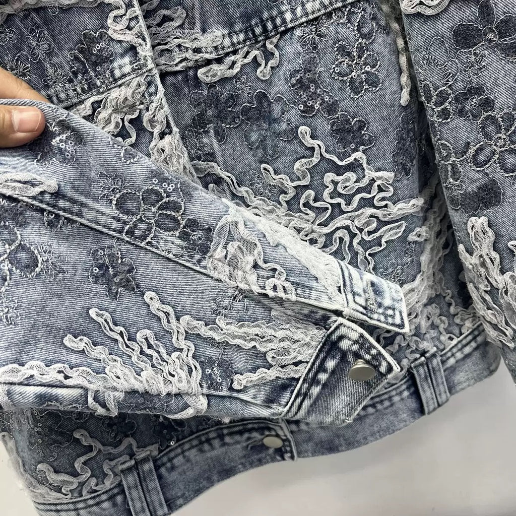 Bloom Lace Denim Jacket (E)