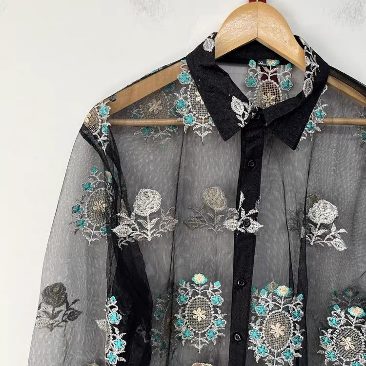 Midnight Garden Embroidered Shirt