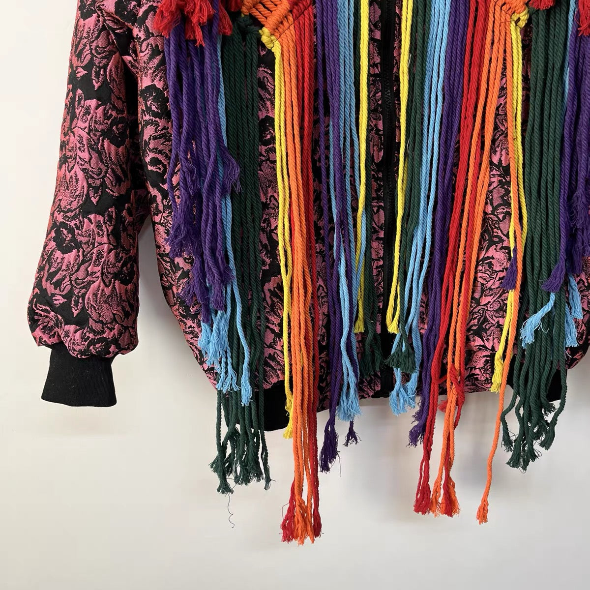 Handmade Crochet Fringe Bomber Jacket
