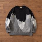 Fuzzy Cat Graphic Knit Sweater
