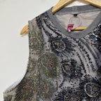 Silver Peacock Sequin Tank Top