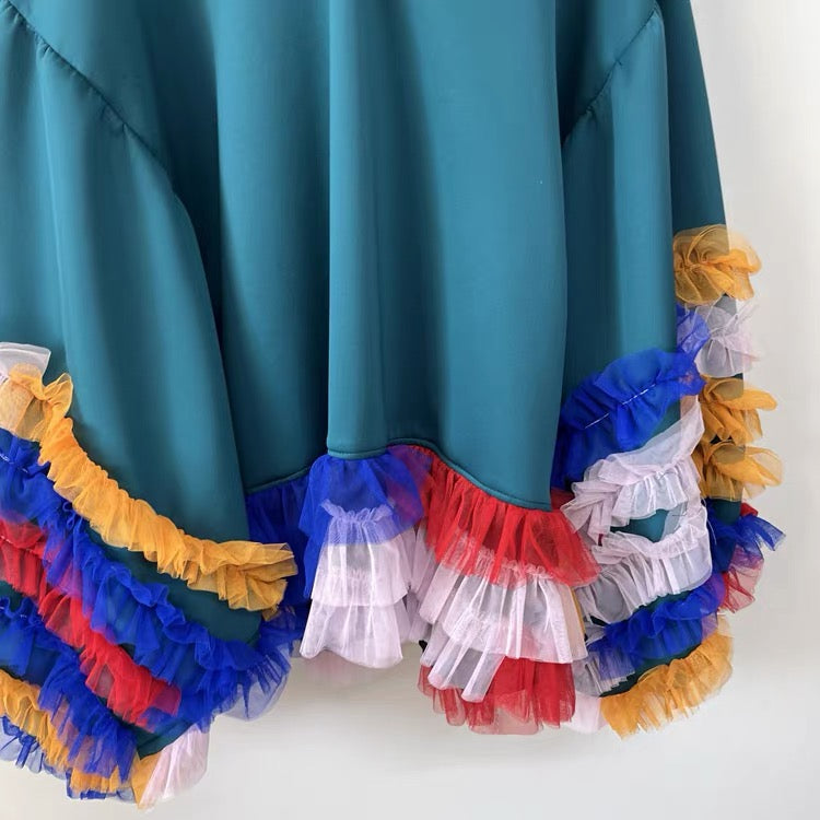 Carnival Ruffle Upcycled Hooded Top