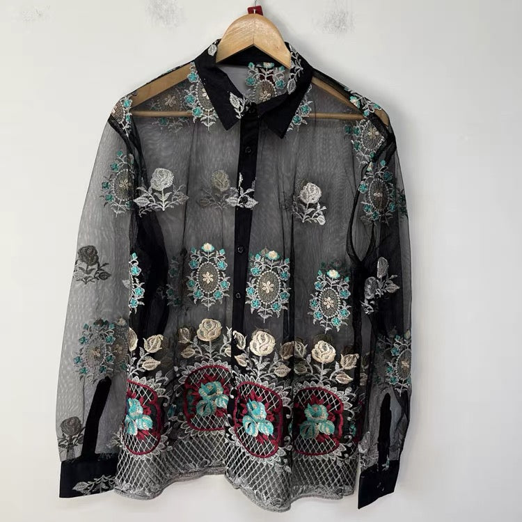 Midnight Garden Embroidered Shirt