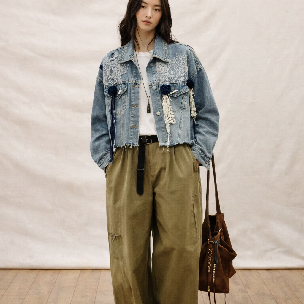 Lace Appliqué Cropped Jacket