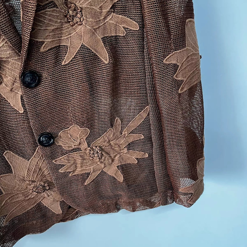 Cocoa Bloom Sheer Blazer