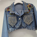 Roxie Studded Denim Crop Jacket