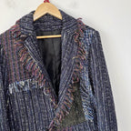 Indigo Mosaic Fringe Blazer
