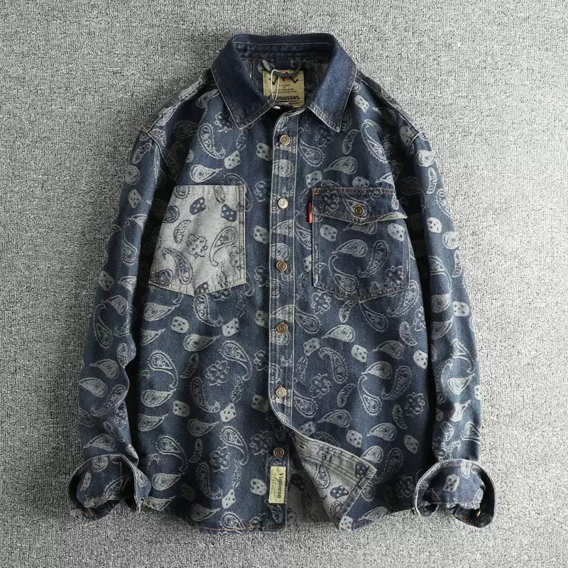 Washed Paisley Denim Shirt