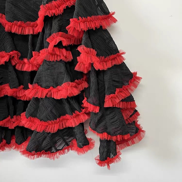 Crimson Ruffle Top