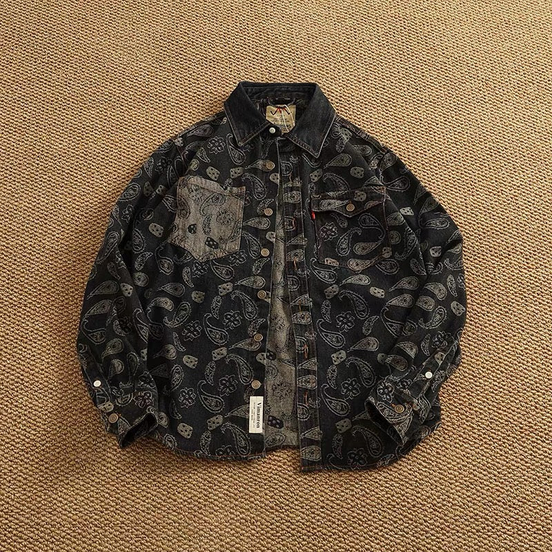Washed Paisley Denim Shirt