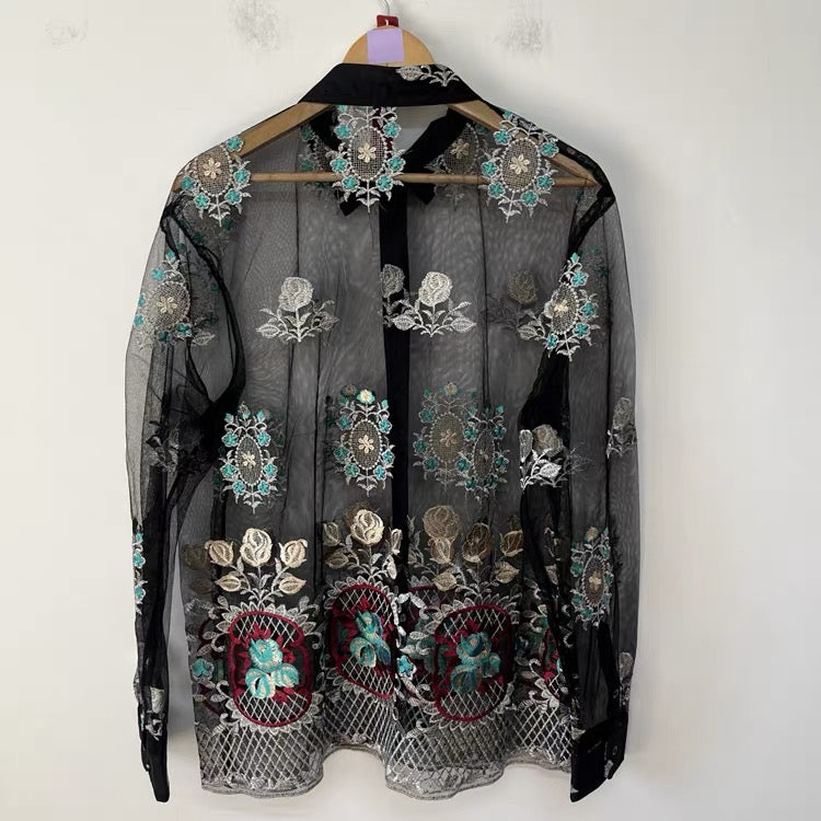Midnight Garden Embroidered Shirt