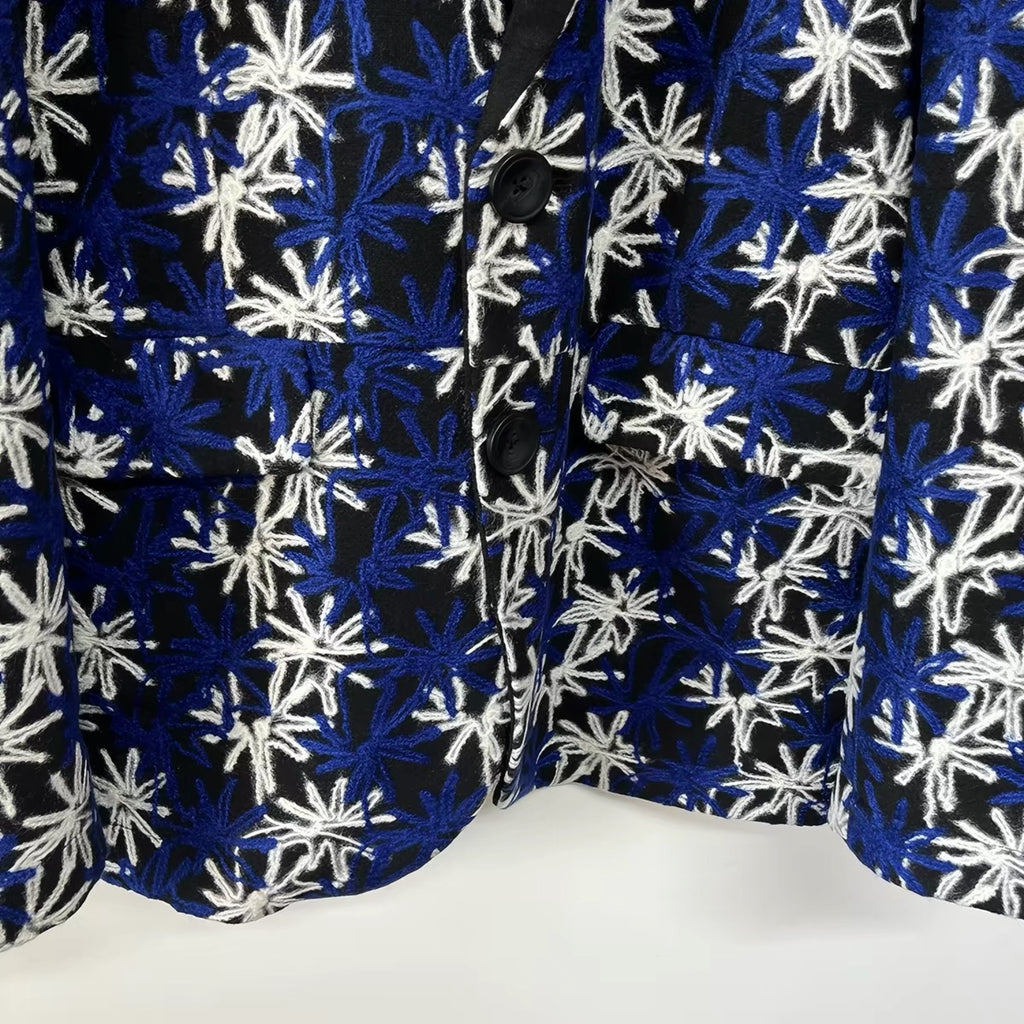 Indigo Floral Embroidered Blazer