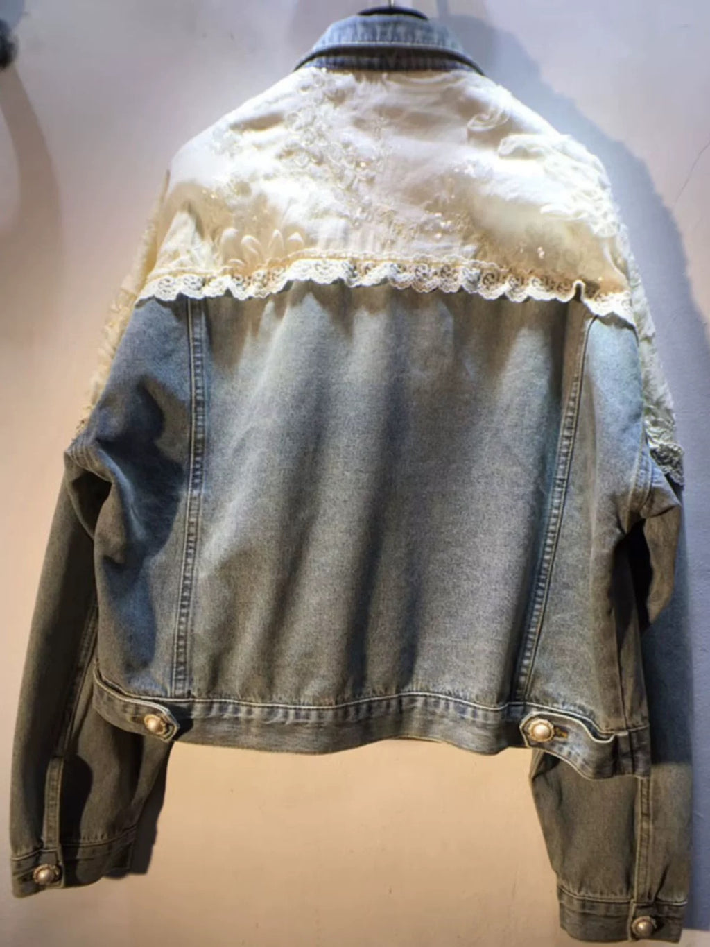 Lace Panel Reworked Denim Jacket