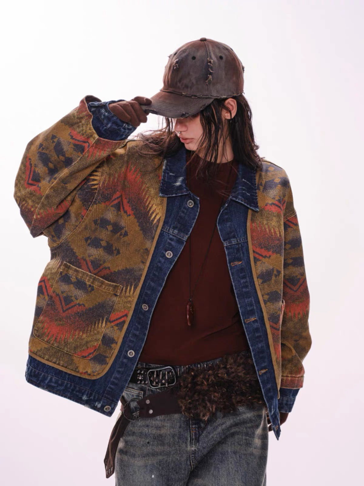 Aztec Denim Patchwork Jacket