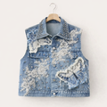Blue Butterfly Reworked Denim Vest (E)