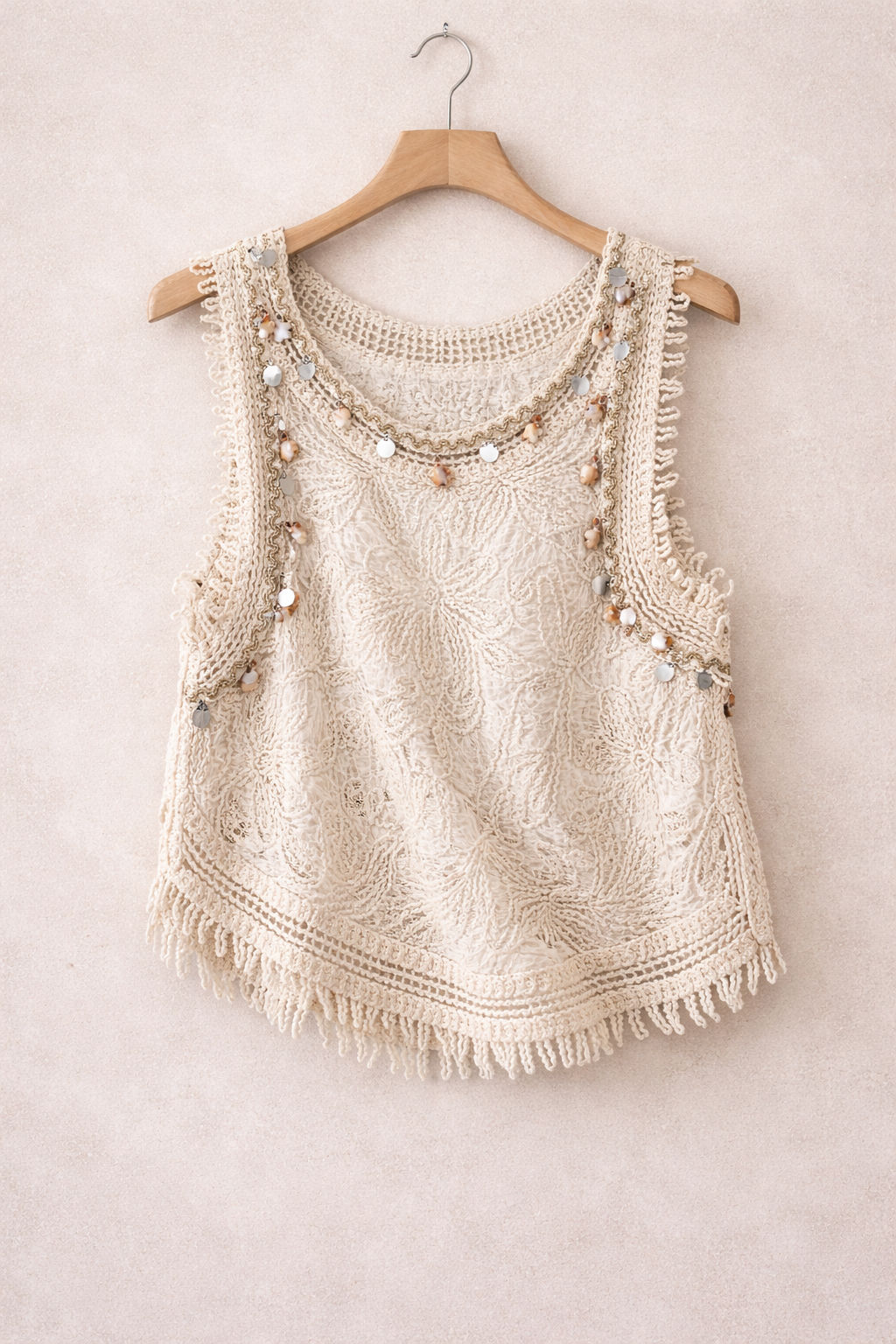 Beaded Embellishments Hand-Crocheted Top ()
