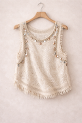 Beaded Embellishments Hand-Crocheted Top ()
