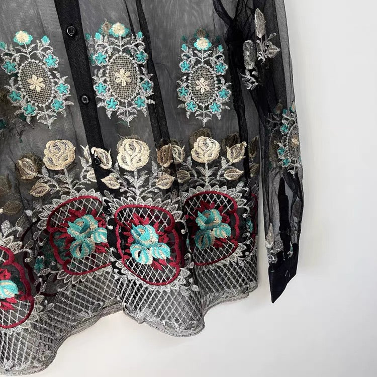 Midnight Garden Embroidered Shirt