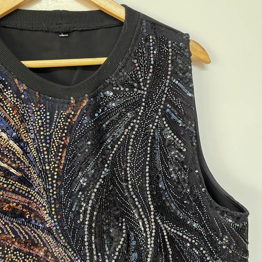 Midnight Firework Sequin Tank Top