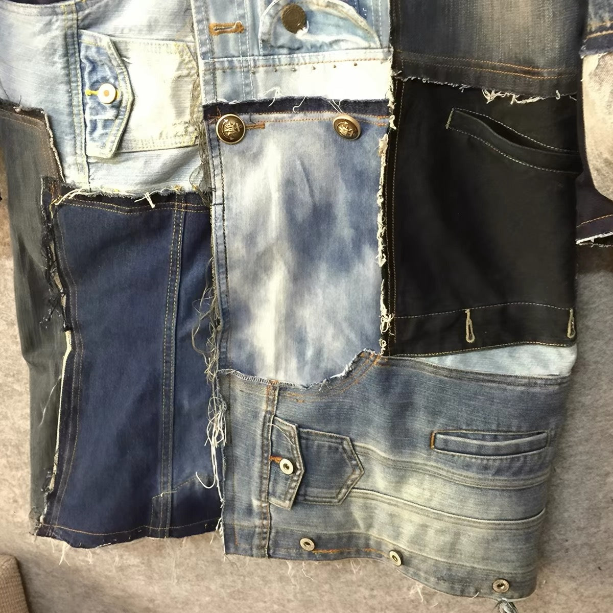 Upcycled Patchwork Denim Trench Coat