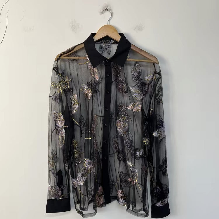 Celeste Sheer Embroidered Shirt