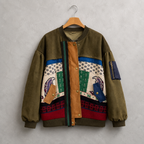 Patchwork Bomber Jacke