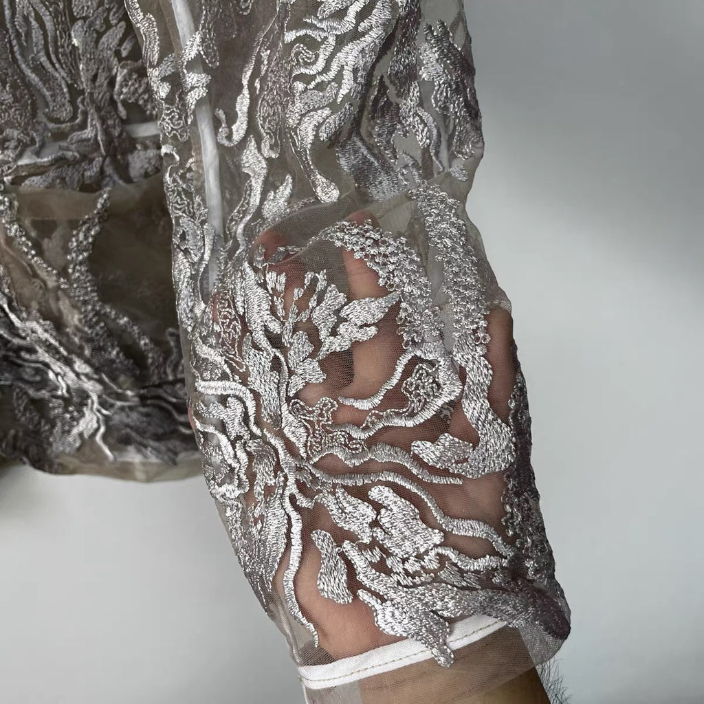 Vesper Embroidered Mesh Blazer