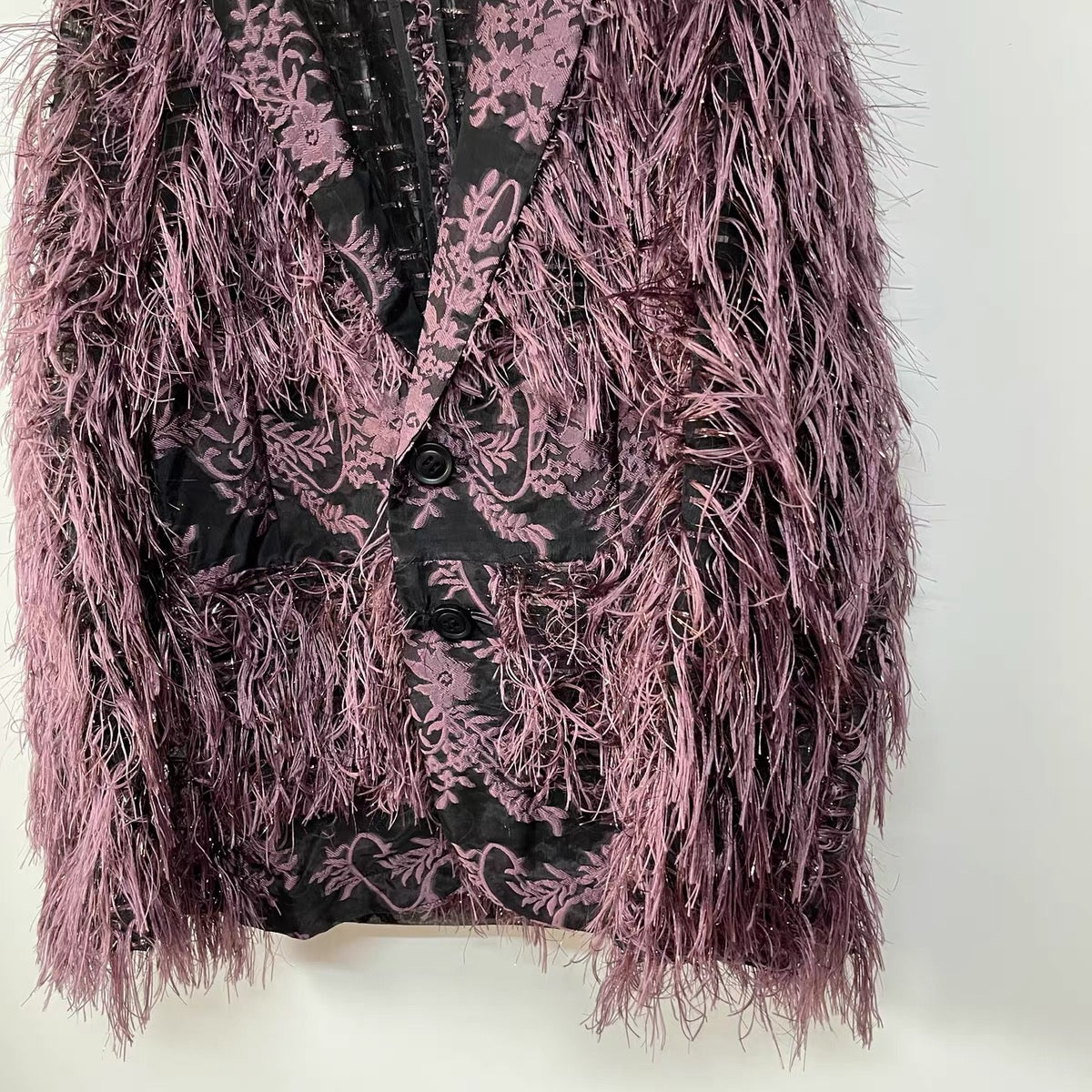 Plum Fringe Brocade Jacket