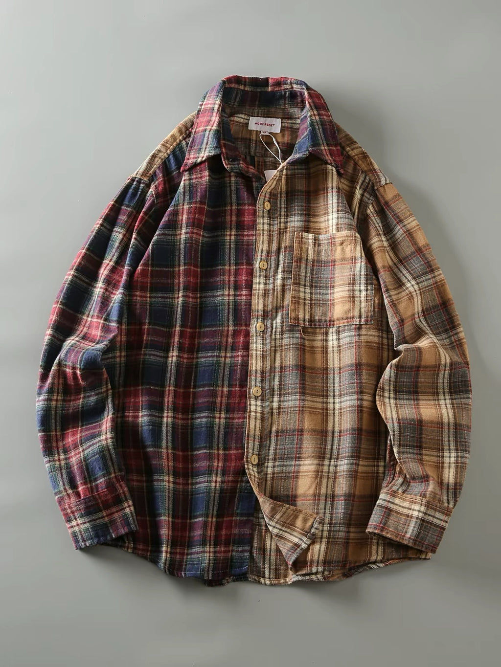 Patchwork Plaid Workwear Shirt Jacket