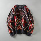 Retro Plaid Knit Sweater