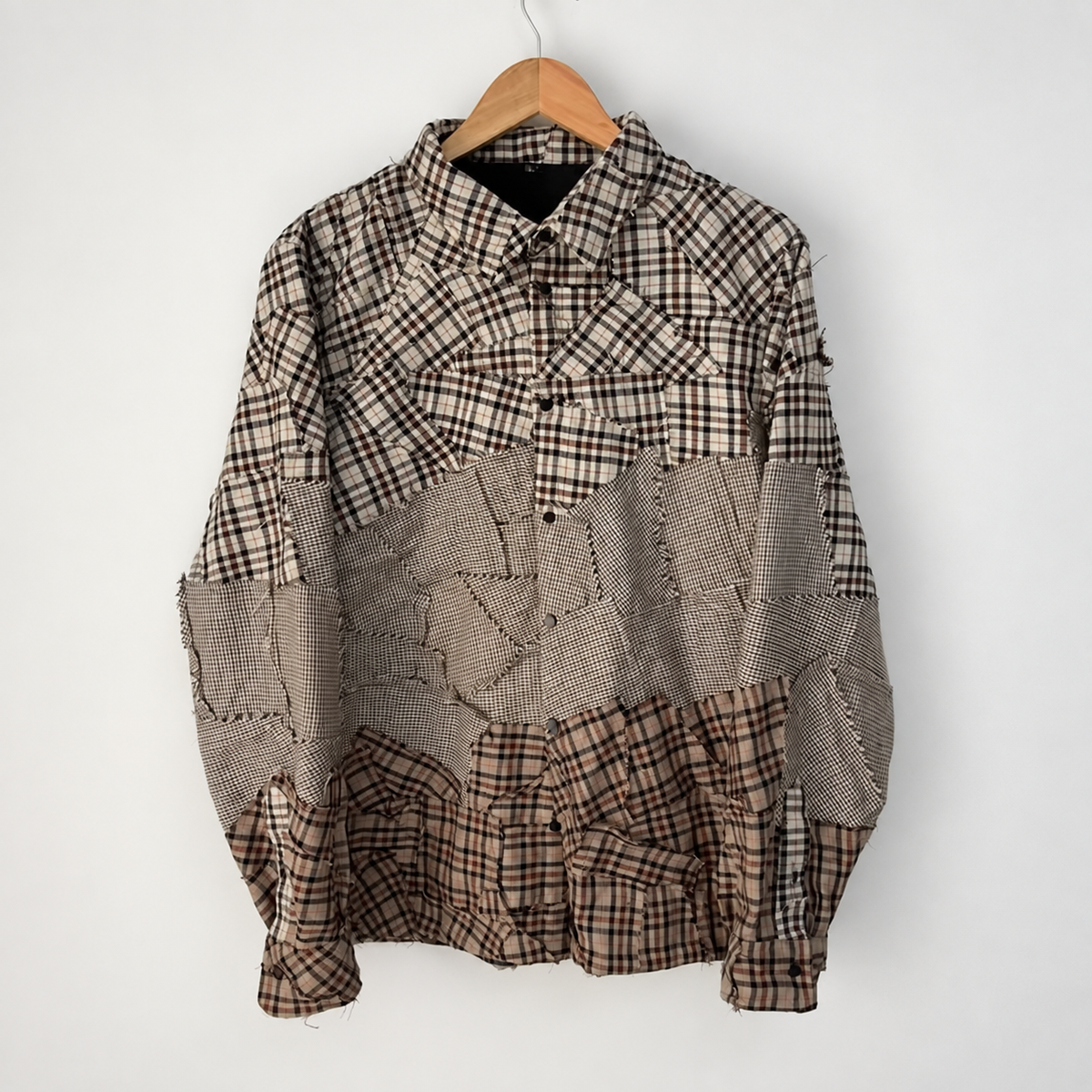 Crosscut Patchwork Plaid Shirt