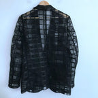 Shadow Grid Sheer Blazer