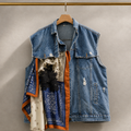 Bandana Reworked Denim Vest