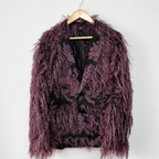 Plum Fringe Brocade Jacket