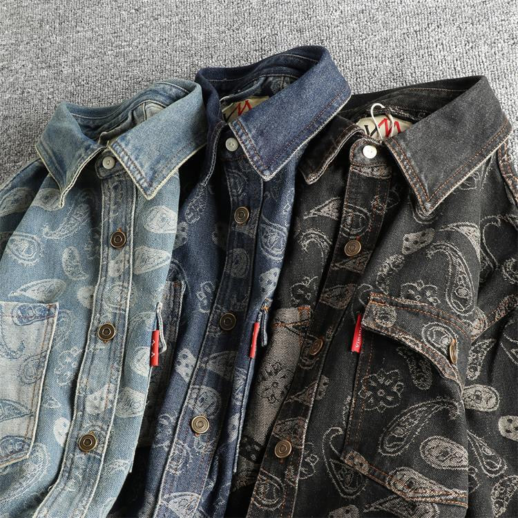 Washed Paisley Denim Shirt