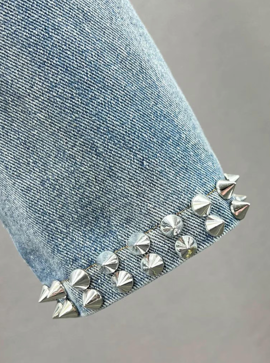 Rhinestone Cropped Denim